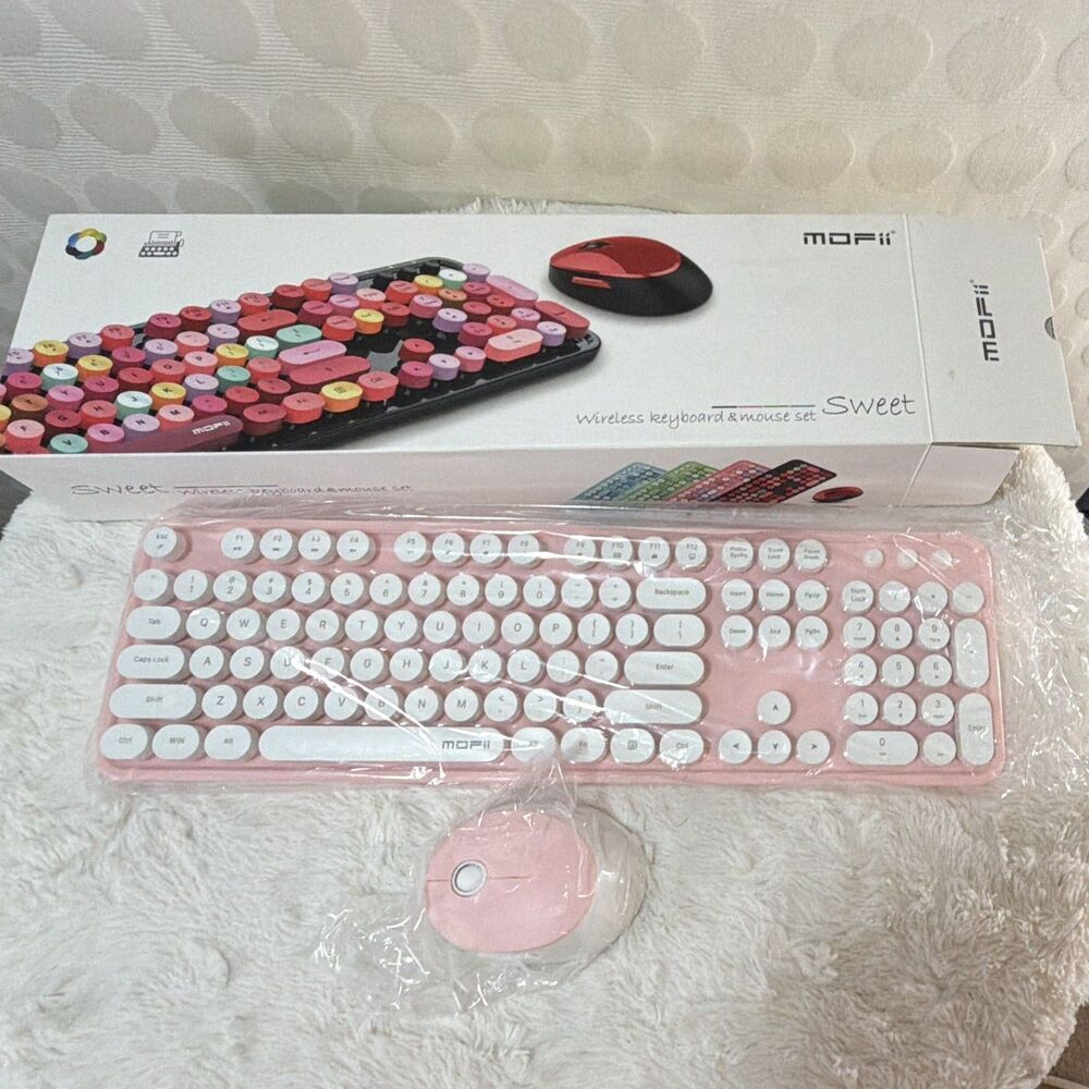 Mofii Sweet Wireless Keyboard & Mouse Set QWERTY English Pink/White